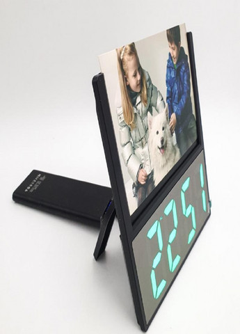 Настольные электронные часы с подсветкой и фоторамкой питание от сети 220В DS-6608 Черный корпус Зеленая подсветка VTech (263360246)