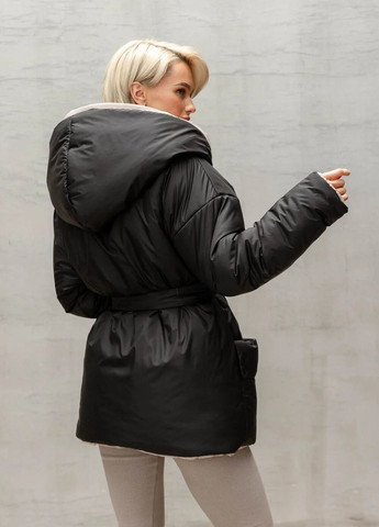 Черная зимняя двухсторонняя куртка double-sided Seventeen