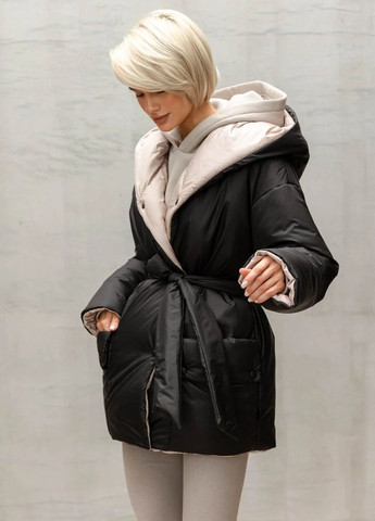 Чорна зимня двухстороння куртка double-sided Seventeen