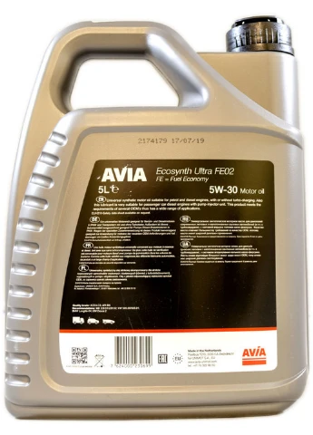 Масло 5w30 5 л Ecosynth Ultra FE02 30х23х9,5 см Avia (263427126)