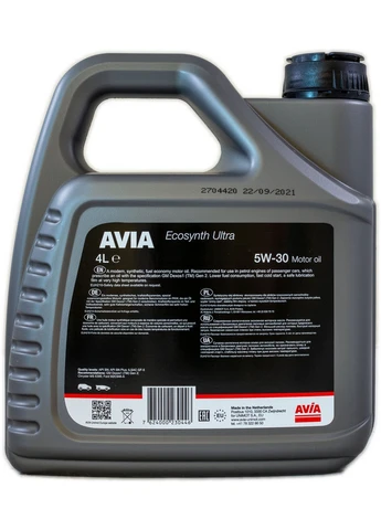 Масло 5w30 4л Ecosynth Ultra, API SN/SN Plus 10х25х22 см Avia (263426120)