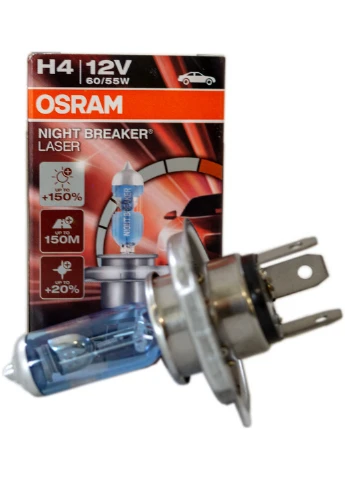 Галогенна лампа H4 12V 60/55W P43T +150% Night Breaker Laser 4,5х4,5х7,5 см Osram (263425529)