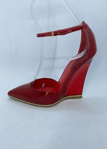 Красные женские кэжуал туфли лаковые на высоком каблуке - фото