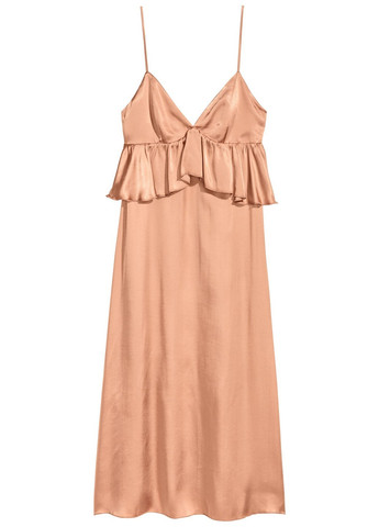 Светло-коричневое коктейльное платье H&M однотонное