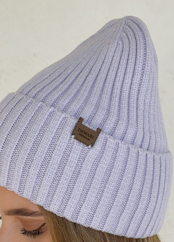 Тепла зимова кашемірова жіноча шапка з відворотом на флісовій підкладці 500131 DeMari шерри (263508391)