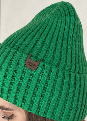 Теплая зимняя кашемировая женская шапка с отворотом на флисовой подкладке 500135 DeMari шерри (263508382)