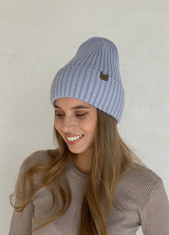 Тепла зимова кашемірова жіноча шапка з відворотом на флісовій підкладці 500127 DeMari шерри (263508384)