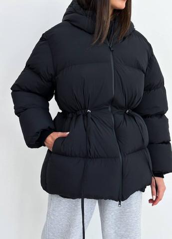 Черная зимняя женская зимняя куртка с затяжками на талии ZF inspire