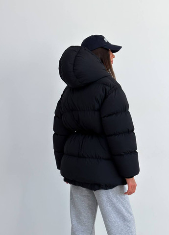 Черная зимняя женская зимняя куртка с затяжками на талии ZF inspire