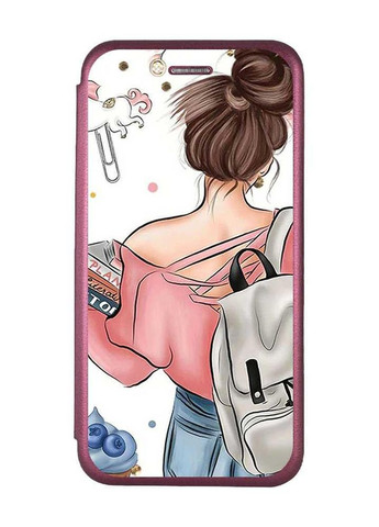 Чехол-книжка с рисунком для Samsung Galaxy S20 FE (G780) Бордовый :: Девушка с рюкзаком (принт 30) Creative (263698695)
