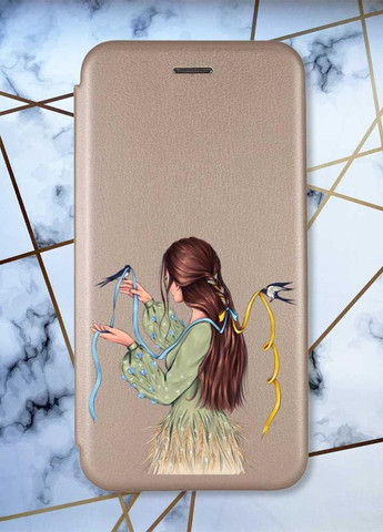 Чехол-книжка с рисунком для Xiaomi Redmi 7 Золотой :: Девушка с ласточками (принт 16) Creative (263698892)