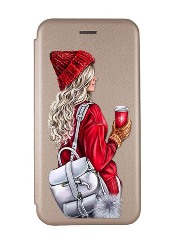 Чехол-книжка с рисунком для Samsung Galaxy А30 (2019) А305/ A20 Золотой :: Девушка с рюкзаком (принт 9) Creative (263697538)