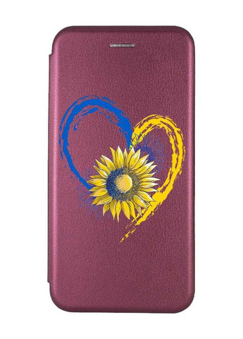Чехол-книжка с рисунком для Samsung Galaxy J5(2016) J510 Бордовый :: Сердце с подсолнухом. Украина (принт 260) Creative (263699013)