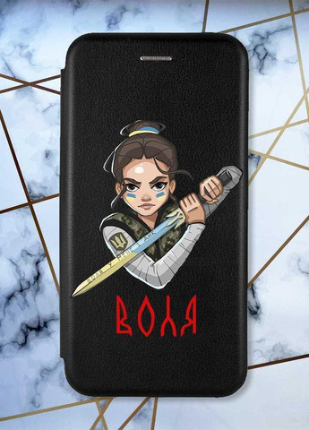 Чехол-книжка с рисунком для Xiaomi Redmi Note 9/10X Чёрный :: Украинская защитница (патриотический принт 169) Creative (263699128)