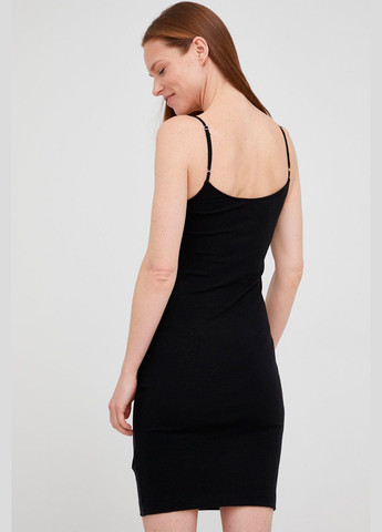 Черное кэжуал летнее мини платье jeans Calvin Klein однотонное