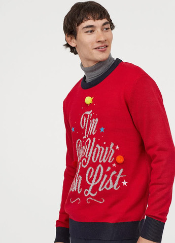 Червоний демісезонний светр з принтом H&M