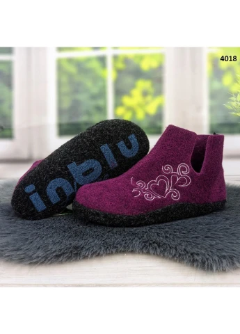 Сливовые тапочки чуни женские фетровые для ламината высокие Inblu