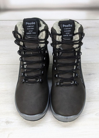 Коричневые зимние ботинки мужские зимние на шнурках Paolla
