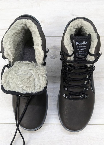 Коричневые зимние ботинки мужские зимние на шнурках Paolla