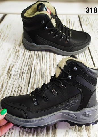Черные зимние ботинки мужские зимние на шнурках Paolla