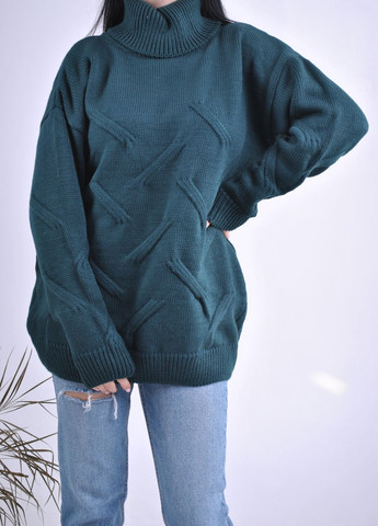 Темно-зелений зимовий подовжений светр Berta Lucci