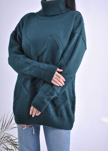 Темно-зеленый зимний свитер удлиненный Berta Lucci