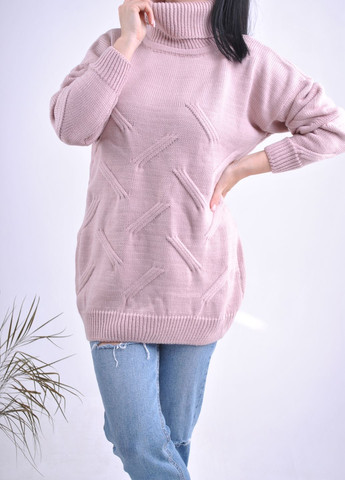 Пудровый зимний свитер удлиненный Berta Lucci