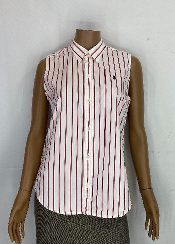 Белая кэжуал рубашка в полоску Ralph Lauren с коротким рукавом