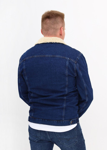 Синяя демисезонная куртка мужская джинсовая синяя искусственный мех внутри JEANSclub Прямая