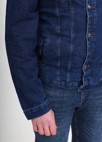 Синя демісезонна куртка чоловіча джинсова синя штучне хутро всередині JEANSclub Прямая