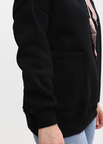 Худі жіноче чорне на флісі широке з капюшоном JEANSclub вільна (264077662)
