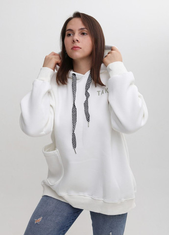 Худі жіноче біле на флісі широке з капюшоном JEANSclub вільна (264077652)