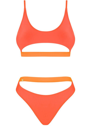 Оранжевый летний раздельный купальник с вырезами Obsessive Miamelle orange