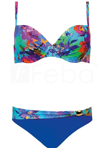 Синий летний раздельный купальник с цветочным принтом Feba Summer F01B/755