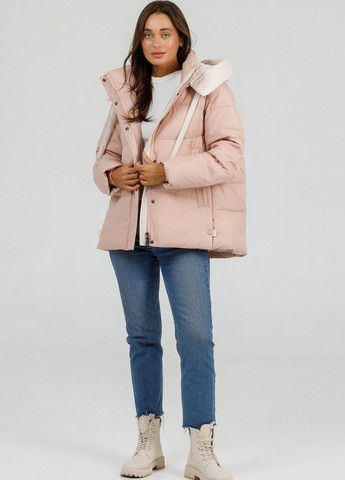 Світло-рожева зимня куртка-зефірка oversize рожевий зефір Lora