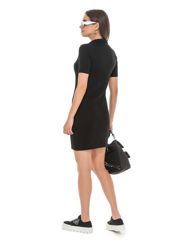 Чорна кежуал бавовняна сукня з коротким рукавом SVTR