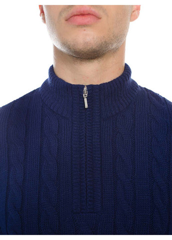 Темно-синий демисезонный теплый свитер с молнией SVTR