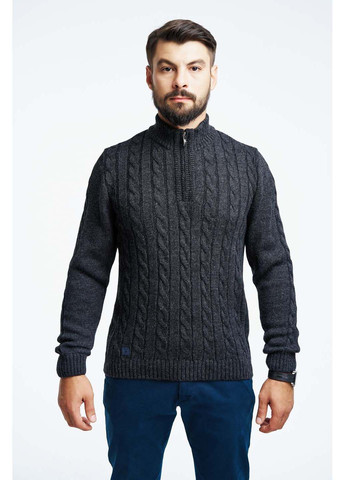 Темно-серый демисезонный теплый свитер с молнией SVTR