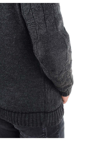 Темно-сірий демісезонний чоловічий светр з візерунком та коміром на змійці SVTR