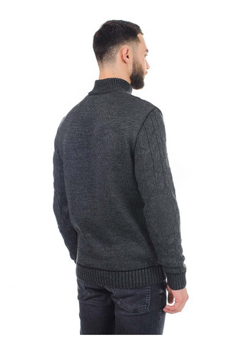 Темно-сірий демісезонний чоловічий светр з візерунком та коміром на змійці SVTR
