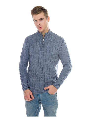 Синий демисезонный теплый свитер с молнией SVTR