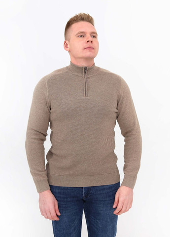 Бежевий зимовий светр чоловічий бежевий прямий з горлом на блискавці JEANSclub Пряма