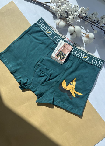 Мужские трусы-боксеры хлопок Банан-хулиган 48 50 52 54 56 (M L XL 2XL 3ХL) трусы-шорты зеленые UOMO (264385121)