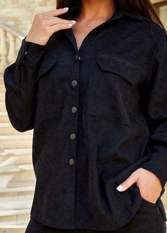 Черная кэжуал рубашка однотонная Modena с длинным рукавом