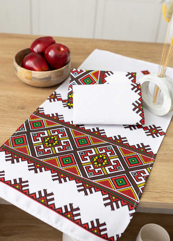 Homedec полотенце традиционное "орнамент красный" 75х35 см. орнамент белый производство - Украина