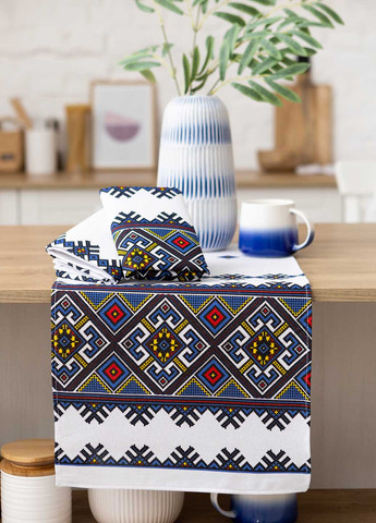 Homedec полотенце традиционное "орнамент синий" 75х35 см. орнамент белый производство - Украина