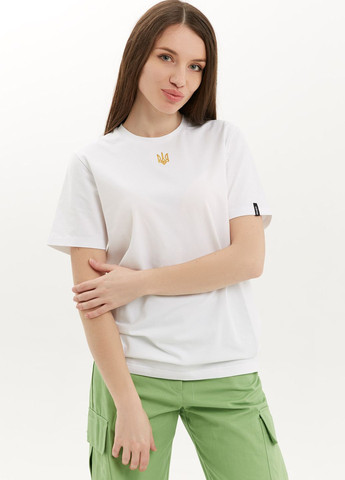 Белая летняя футболка с вышивкой герб Garne