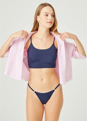 Бавовняні трусики стрінги Cottonhill CH6107 navy blue (264738228)