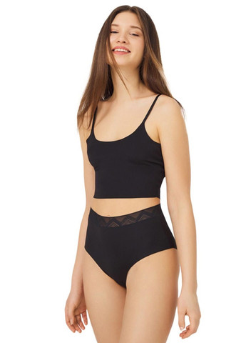 Высокие трусики слип Cottonhill CH4039 black (264738227)