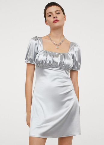 Сіра кежуал атласна сукня (уцінка) H&M однотонна